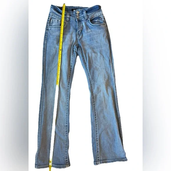 Sky Premium Collection Cross Embellished Boot Cut Jeans Women's Size 7/8 Blue - Picture 6 of 7